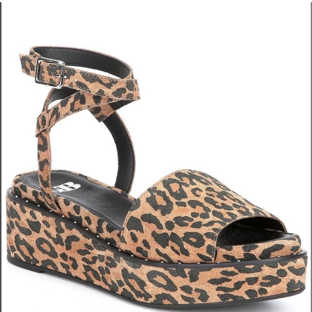 GB Sweet Talk Leopard Print Suede Leather Platform Sandals
